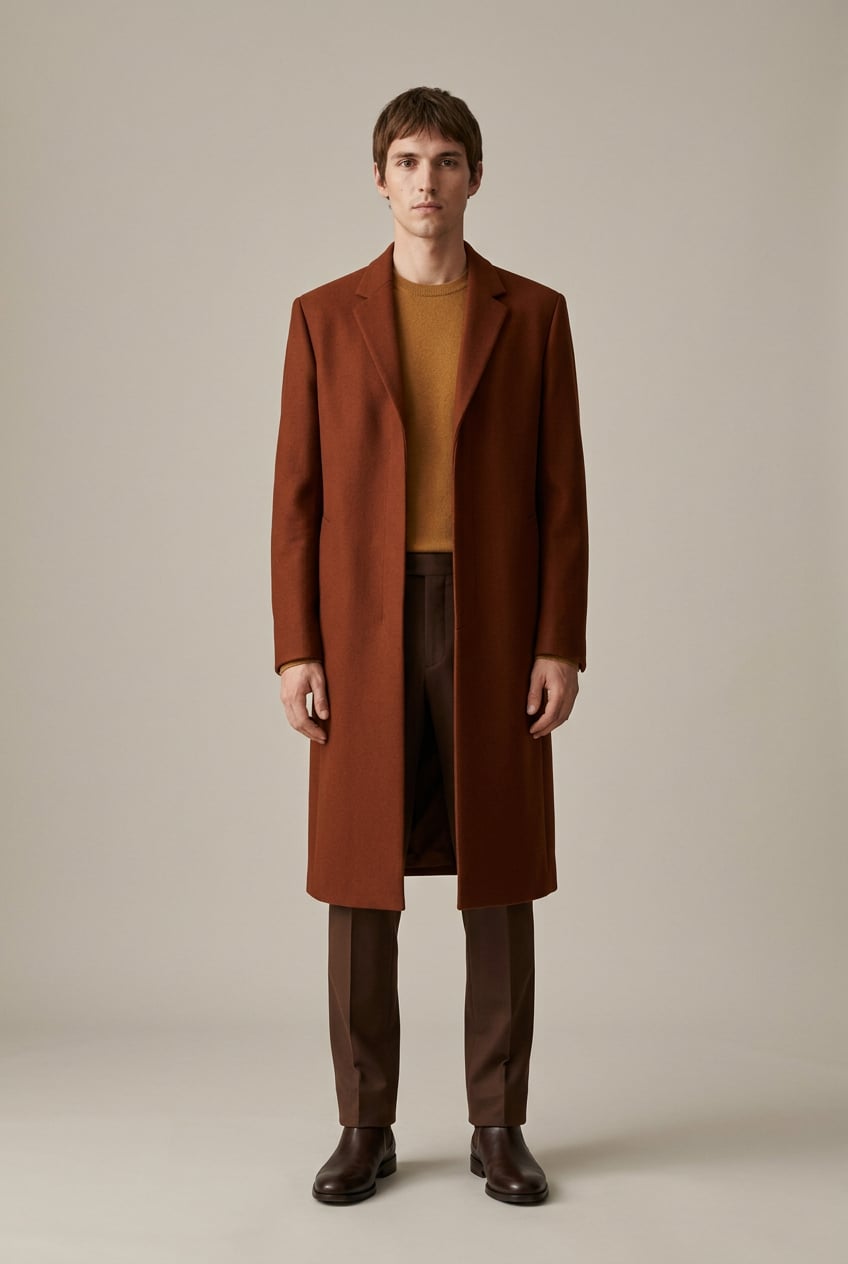 Long straight-cut coat: one line from shoulder to hem